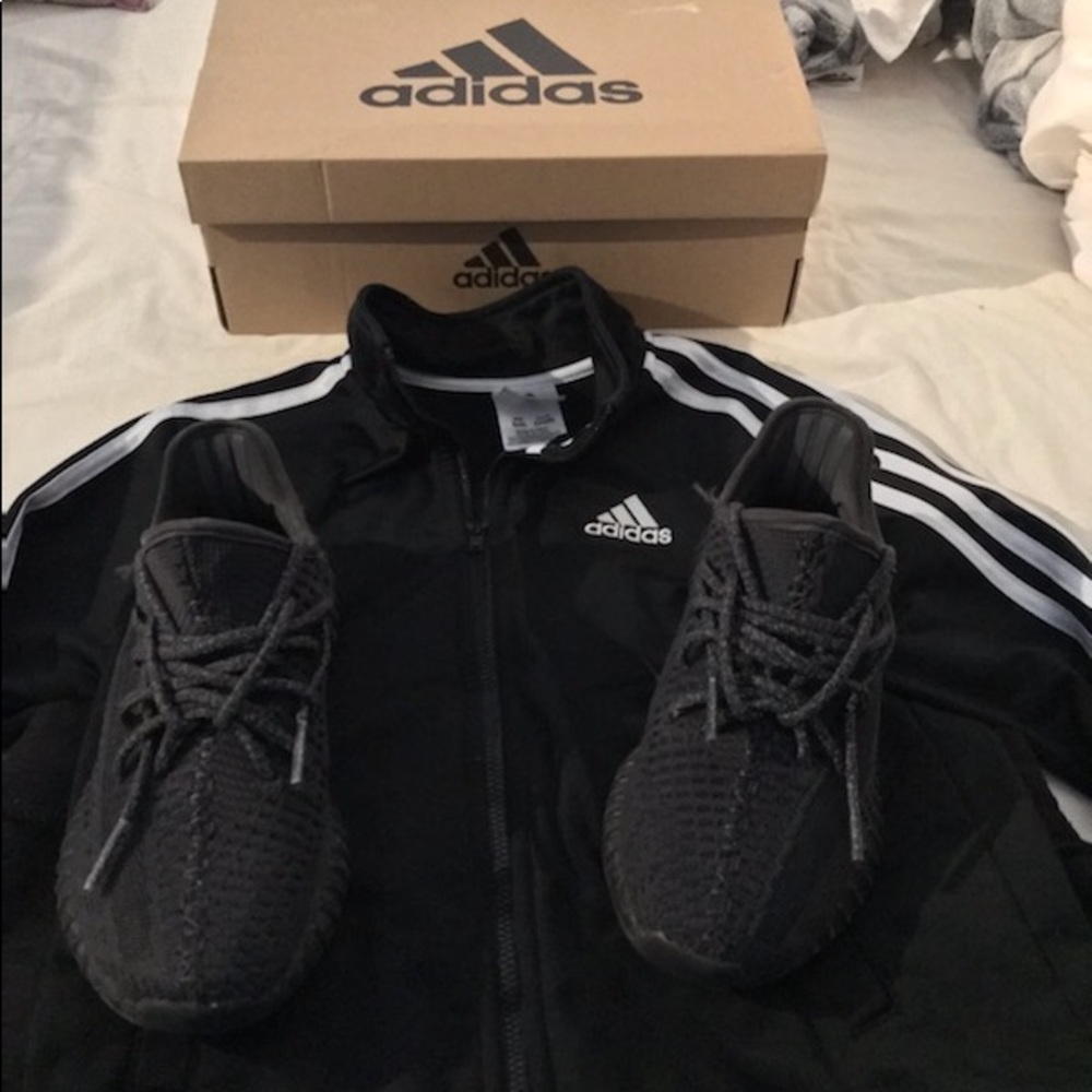 Boys Pirate Black Yeezy’s and Adidas Jacket